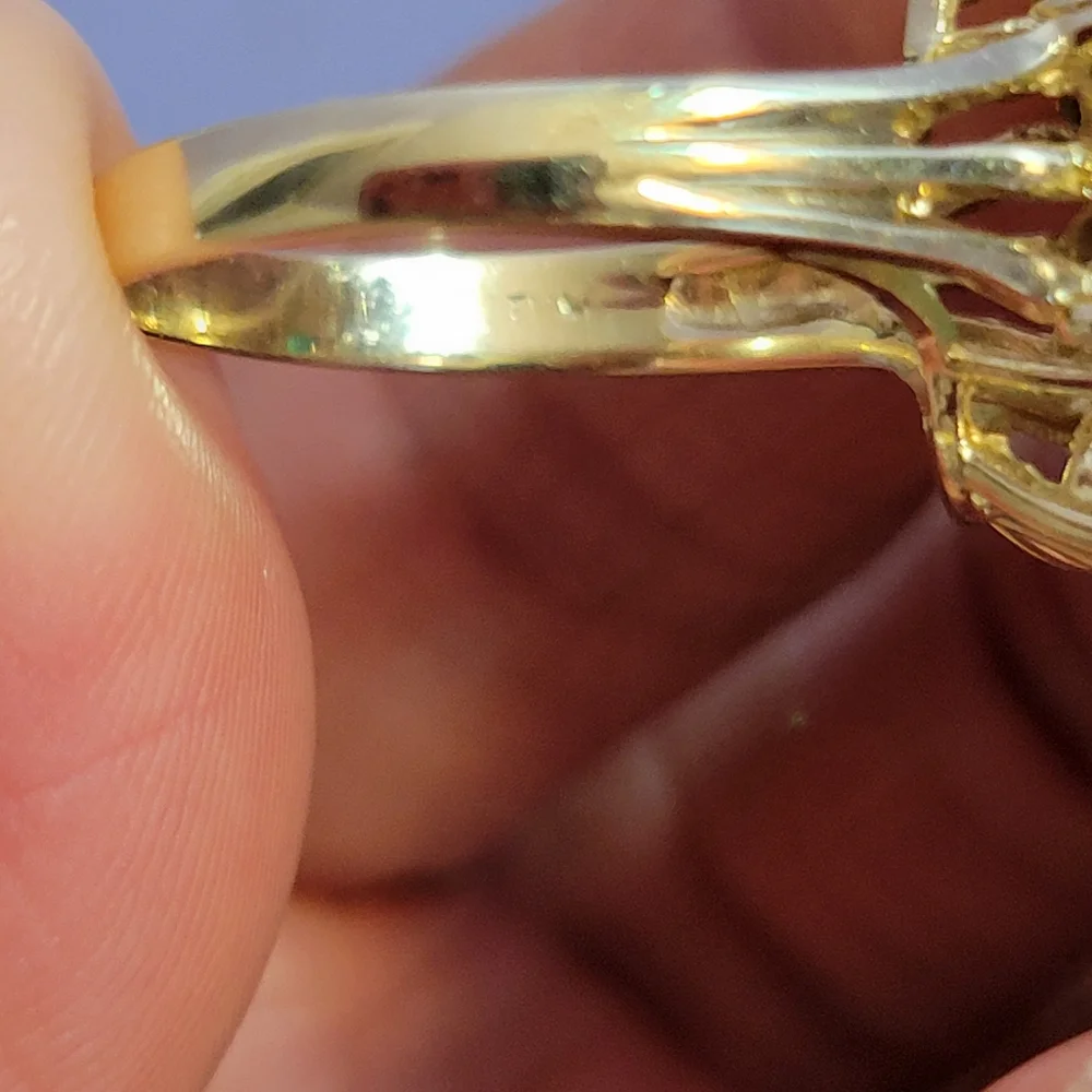 Art deco 14k yellow gold 3ct emerald diamonds ring size 8 - Picture 6 of 12